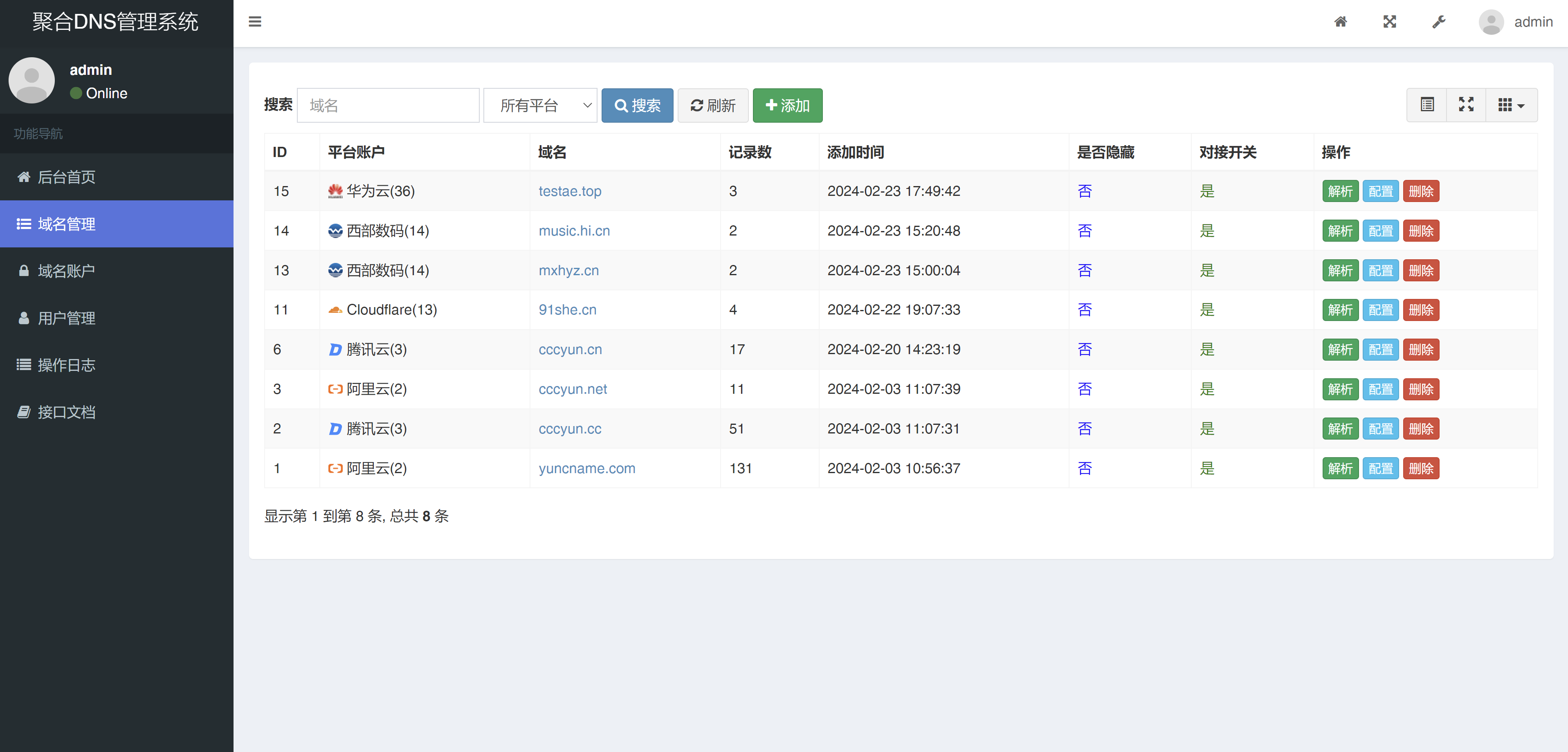 彩虹聚合DNS管理系统v2.21更新 彩虹DNS DNS管理系统 域名解析管理 ThinkPHP 多平台域名解析 容灾切换 CF优选IP SSL证书 第2张 彩虹聚合DNS管理系统v2.21更新 彩虹DNS DNS管理系统 域名解析管理 ThinkPHP 多平台域名解析 容灾切换 CF优选IP SSL证书 第2张